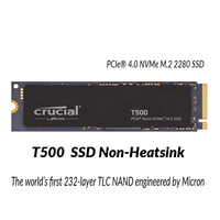 Unidad de Estado Sólido Crucial T500 de 500 GB, Unidad de Disco Duro SSD NVMe M.2 PCIe 4.0 para PS5 con Disipador de Calor