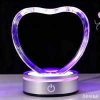 Coffret Cadeau Noir, Cœur en Cristal K9 110mm Vierge pour Machine Xtool, Gravure Laser Personnalisée avec Photos et Base LED, Cadeau de la Saint-Valentin