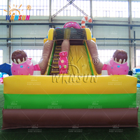 WINSUN Combo Château Gonflable et Toboggan Sec Thème Bonbons en PVC Écologique, Installation Facile, Garantie 2 Ans pour Enfants en Extérieur