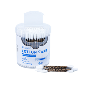 Coton-tiges de qualité supérieure, bio, 200 pièces/boîte, tête ronde pointue, bâtonnet en papier imprimé léopard, coton-tiges avec boîte ronde - Product Image 5