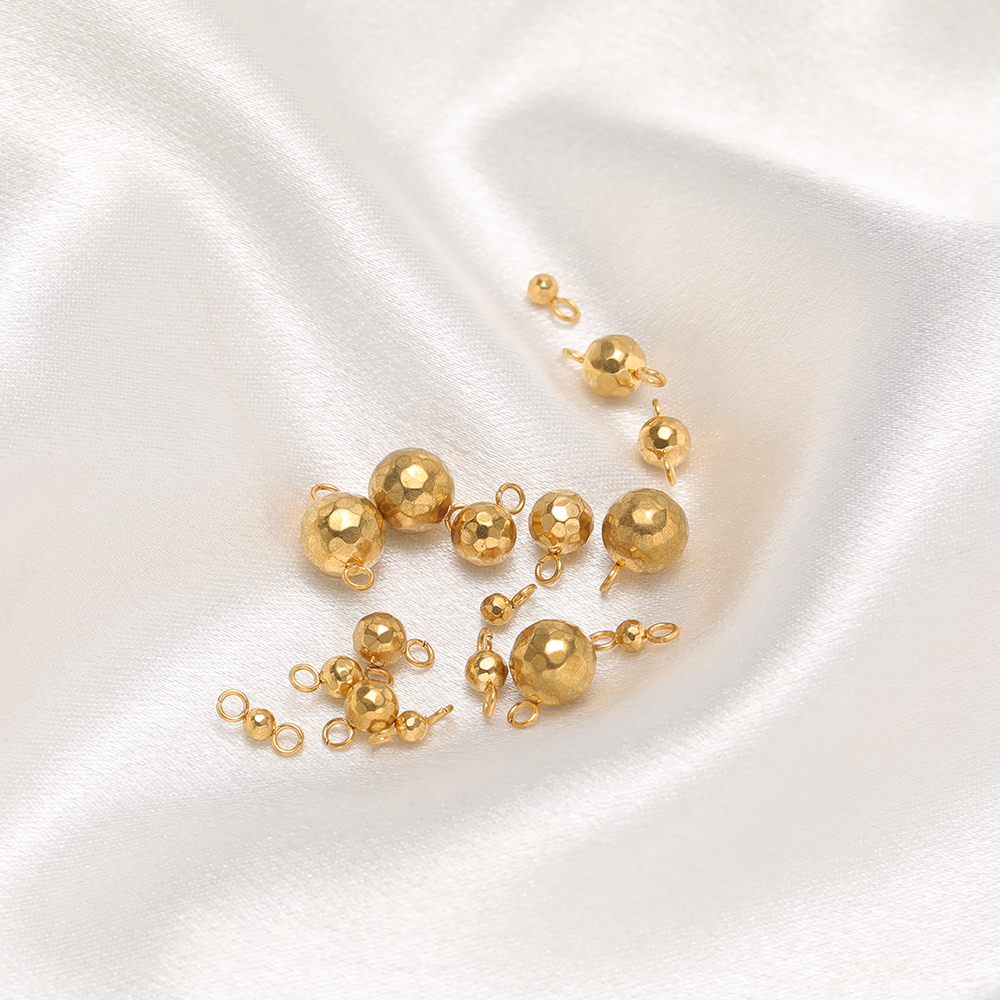 3mm 4mm 5mm 6mm 8mm Stainless Steel Solid Ball Beads Charms 18k Gold Plated Bead Pendants Beads for Jewelry Making