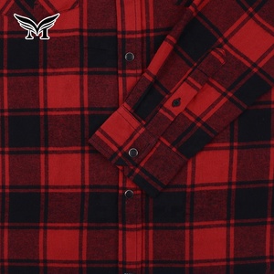 Buena Venta Oem Popular Otoño Manga Completa Rojo Negro Check Flannel Causal Shirt - Product Image 6
