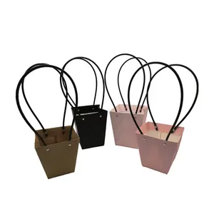 Wholesale Custom Logo Printed Paper Portable Basket Bag Box For Fresh Flower Packaging