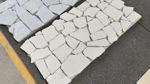 Carreaux de Revêtement de Sol Extérieur Naturels en Pierre de Marbre <span class=keywords><strong>Beige</strong></span> Adoucie et <span class=keywords><strong>Calcaire</strong></span> Jaune Décoratif à Opus Incertum - Product Image 2