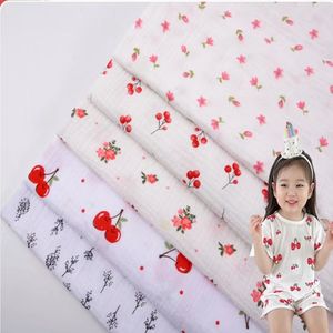 コットンガーゼ生地100% オーガニックコットンクレープ織りベビー服2層モスリン生地無地子供用 - Product Image 1