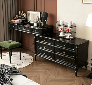 American Modern Solid Wood Apartment <strong>Dressing</strong> <strong>Table</strong> Integrated Drawer Cabinet French Cream-Style End-of-Bed Makeup <strong>Table</strong> <strong>Storage</strong> - Product Image 2