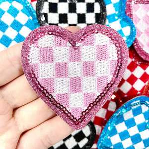 Iron on Glitter Edge Sequin Embroidery Checker Heart <b>Star</b> Leopard Print <b>Lighting</b> Patch for Hat Hoodies Decoration - Product Image 4
