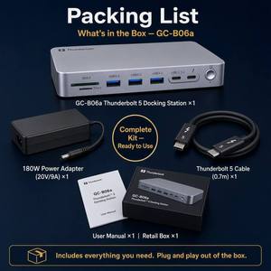 תחנת עגינה גואנצ'ן ת'אנדרבולט 5 120Gbps עם שלושה יציאות תצוגה 8K DP, 10 יציאות גיגה-ביט אתרנט, הספק 140W, חריץ TF/SD, תקני CE/FCC - Product Image 6