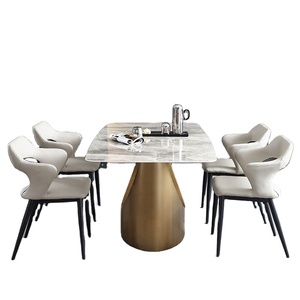 Thiêu kết tấm bảng đá cẩm thạch tự nhiên bàn ăn 8 chỗ ngồi bàn bếp trong kho sẵn sàng để tàu phòng ăn hiện đại đặt moq 1 Bộ - Product Image 4