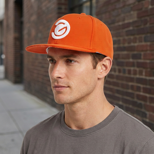 Casquette Snapback Orange à 6 Panneaux avec Logo Brodé Blanc sur le Panneau Avant, Style Hip-Hop Sportif Extérieur, 100% Coton, Chapeau Décontracté Unisexe - Product Image 2