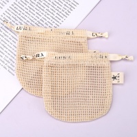 Sac de nettoyage de savon en maille de coton de haute qualité Offre Spéciale d'usine pochette à savon en maille naturelle personnalisée avec cordon de serrage