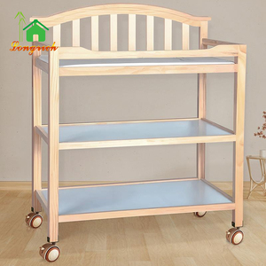 <span class=keywords><strong>Table</strong></span> à <span class=keywords><strong>langer</strong></span> moderne en bois pour bébé avec serrures de sécurité Étagères à roulettes amovibles pour nourrissons pour chambre à coucher - Product Image 5