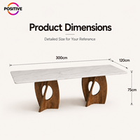 Table à manger de luxe de 3 mètres avec plateau en marbre artificiel et base en bois de frêne massif pour grand appartement, villa, salle de conférence - Vente en gros