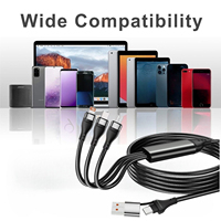 Cable de Carga Rápida 3 en 2, Cable USB Trenzado Multifuncional con USB C a Tipo C de 8 Pines Micro para iPhone y Samsung