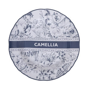 Service de vaisselle rond en céramique Camellia avec motif encre chinoise, compatible micro-ondes, idéal pour la maison et les cadeaux - Product Image 1