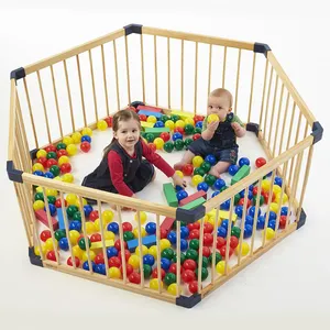 8 Sides Foldable Kids Playpens Solid Pine Wood Fence Indoor Baby Safety Wood Baby Playpens