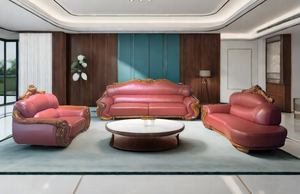 Juego de Sofás Modernos de Madera Maciza con Tapicería de Cuero Verde, Diseño Clásico, Muebles para el Hogar, Juego de Sofás para Sala de Estar - Product Image 4