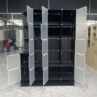 Armoire de Rangement Pliante 3D de Haute Qualité à Design Moderne, Panneaux en Plastique, 12 Portes, pour Chambre à Coucher, Rangement Chaussures