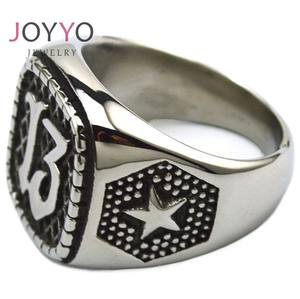 Ultimo disegno monili fortunati numero 13 in acciaio inox biker anello con <span class=keywords><strong>cinque</strong></span> punti stella - Product Image 5