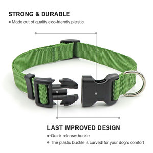 Collar Ajustable para Perro de Nailon Verde con Cierre de Hebilla, Estilo Simple, para Todas las Estaciones - Product Image 3
