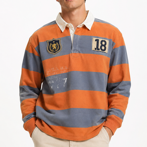 Camisetas de Rugby Retro Personalizadas con Bordado Vintage, Camiseta Polo con Rayas Estampadas, Camiseta <span class=keywords><strong>T</strong></span>érmica de Manga Larga - Product Image 5