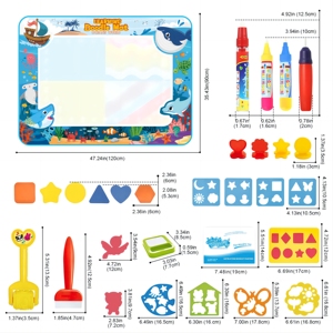 Tapis de <span class=keywords><strong>dessin</strong></span> à l'eau recyclable 120*<span class=keywords><strong>90</strong></span> cm, jouet multi-accessoires, tapis de gribouillage à l'eau pour animaux, pour enfants de 2 à 4 ans - Product Image 3