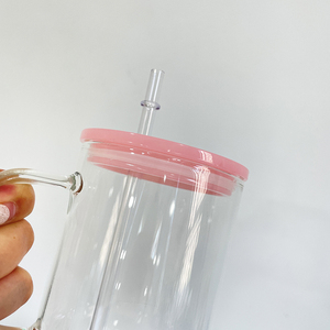 USA Kho bán buôn 17Oz cốc cà phê thủy tinh với xử lý và rơm rõ ràng Frosted 17Oz thăng hoa Glass <span class=keywords><strong>Mug</strong></span> với PP có nắp đậy - Product Image 6