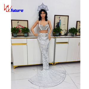 Robe de sirène lumineuse à LED, robe de soirée scintillante, jupe longue en queue de poisson pour mariée, spectacle sur scène, fête, banquet, bal, événement formel - Product Image 6
