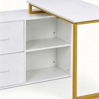 Table de manucure moderne avec tiroirs, étagères ouvertes, poste de travail pour technicien(ne) ongulaire, trou pour lampe, collecteur de poussière, bureau de manucure pour salon de beauté