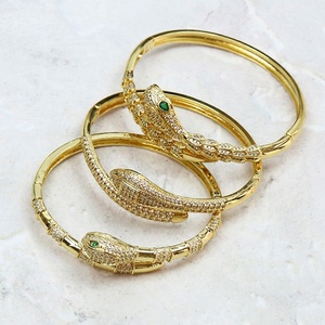 18K Plated Snake <b>Bangles</b> Punk Bracelet Zirconia <b>Bangles</b> - Product Image 5