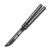 Couteau d'entraînement pliant papillon pour camping en extérieur, multi-outils, lame non-affûtée, manche en aluminium, acier, pour débutants, bricolage