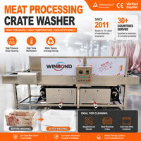 Industriële kratwasmachine groep maaltijdbezorging maaltijdvoorbereiding ingrediënten transport verse snijwaren plastic