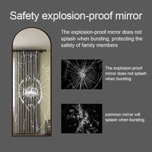 2025 tendance personnalisé grande taille en alliage d'aluminium cadre arqué brossé doré mur miroir pleine longueur support de sol salon - Product Image 2