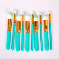 Set Kuas Makeup Serat Warna-warni 10 Buah Stok Pabrik Baru, Peralatan Kecantikan, Set Kuas Makeup Pemula, Grosir.