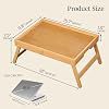 <b>Bamboo</b> Bedside <b>Table</b> With Folding Legs Laptop Tray Breakfast TV Stand Foldable Wood Surface - Product Image 5