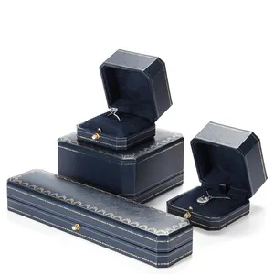 Mode Armband Box Achteck blau mit äußeren Kristall dekorative benutzer definierte Papier Ehering Box
