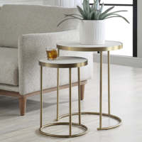 Tables d'appoint rondes en métal rétro modernes personnalisables en taille et couleur, découpées au laser (lot de 2) pour la maison et l'hôtellerie