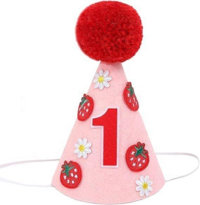Gorros de Fiesta para Bebés Niñas, Color Rosa, con Diseño de Fresa, para el Primer Cumpleaños, Decoración para Fiesta, Corona de Fieltro - Product Image 3