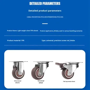 1 Zoll Tatami Silent Furniture Lenkräder mit Bremse 1,5 Zoll TPR Universal und 2 Zoll Richtungs stangen räder - Product Image 4