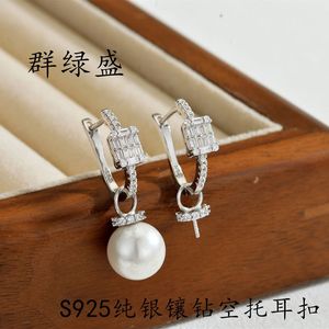 Qunlvsheng S925 <b>Silver</b> <b>Clip</b>-On Earrings With Pearl And Diamond Studs For Women Korean Style Light Luxury Everyday Wear - Product Image 3