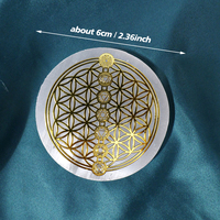 Plaque ronde en sélénite naturelle pour la recharge des 7 chakras, artisanat en cristal, équilibrage énergétique, tranche polie, décoration d'intérieur, vente en gros