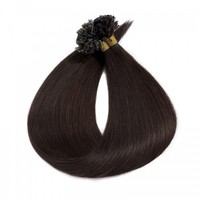 Extensions de cheveux 100% naturels pré-collées de 22 pouces, teintes marron, à pointe plate, en kératine, Remy, lisses, micro-liens, double trame, fabriquées à la machine
