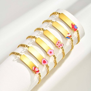 <span class=keywords><strong>Bracelet</strong></span> personnalisé pour enfant, en acier inoxydable émaillé, avec barre vierge pour lettres, logo ou nom, idéal pour anniversaire - Product Image 1