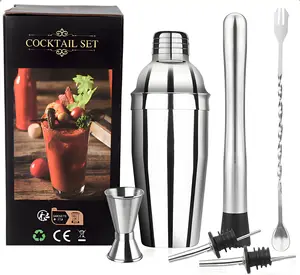 Barman chaud six pièces en acier inoxydable ensemble d'outils de barman bar cocktail shaker