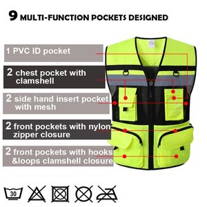 9-Pocket Orange Summer Mesh Motorrad weste Hochs ichtbarer reflektieren der Sicherheits mantel für Autofahrer Nacht warn weste - Product Image 4