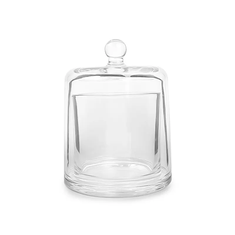 Vela de vidrio de aromaterapia de piedra difusa, vaso vacío a prueba de viento, transparente, cubierta de campana dorada