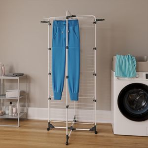 Low Price 40M 4 Tier Foldable Adjustable Metal <b>Laundry</b> Racks Vertical Drying Bathroom & Outdoor Clothes Dryer Rack - Product Image 3