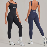 Combinaison de yoga pour femmes, dos ouvert, bretelles spaghetti, spandex/nylon, sans couture, respirante, légère, séchage rapide, longueur intégrale, fitness, gym