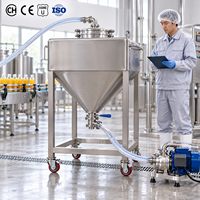 Réservoir de stockage mobile en acier inoxydable SUS304 de 500 L avec fond conique, vanne sanitaire et roues verrouillables