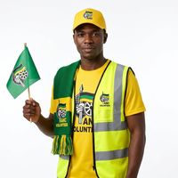 Vente en gros de T-shirts de campagne ANC, articles de campagne électorale, logo personnalisé, polyester à séchage rapide, casquette, écharpe tricotée, drapeau pour l'Afrique du Sud